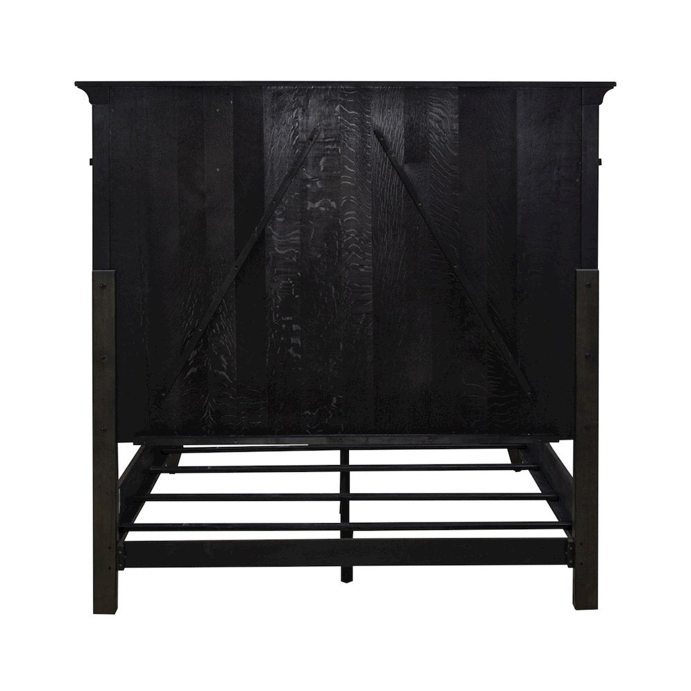 Queen Panel Bed in Rubberwood Solids & Split Heart White Oak Veneers