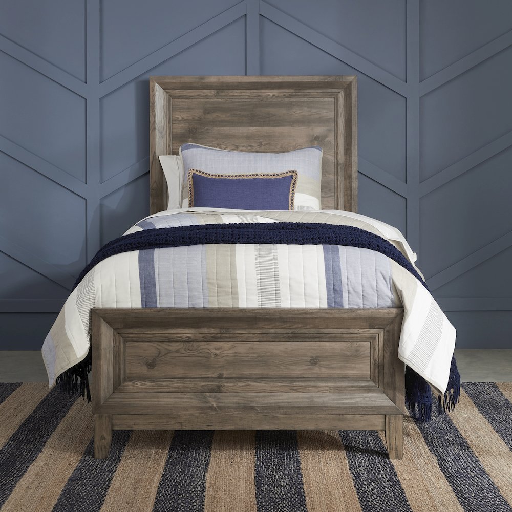 Twin Panel Bed in Rubberwood Solids w/ Paper Laminate