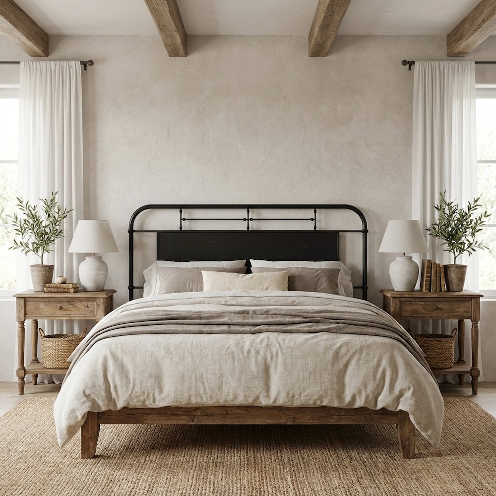 Distressed Metal Headboard King Size Vintage Metal Frame Design