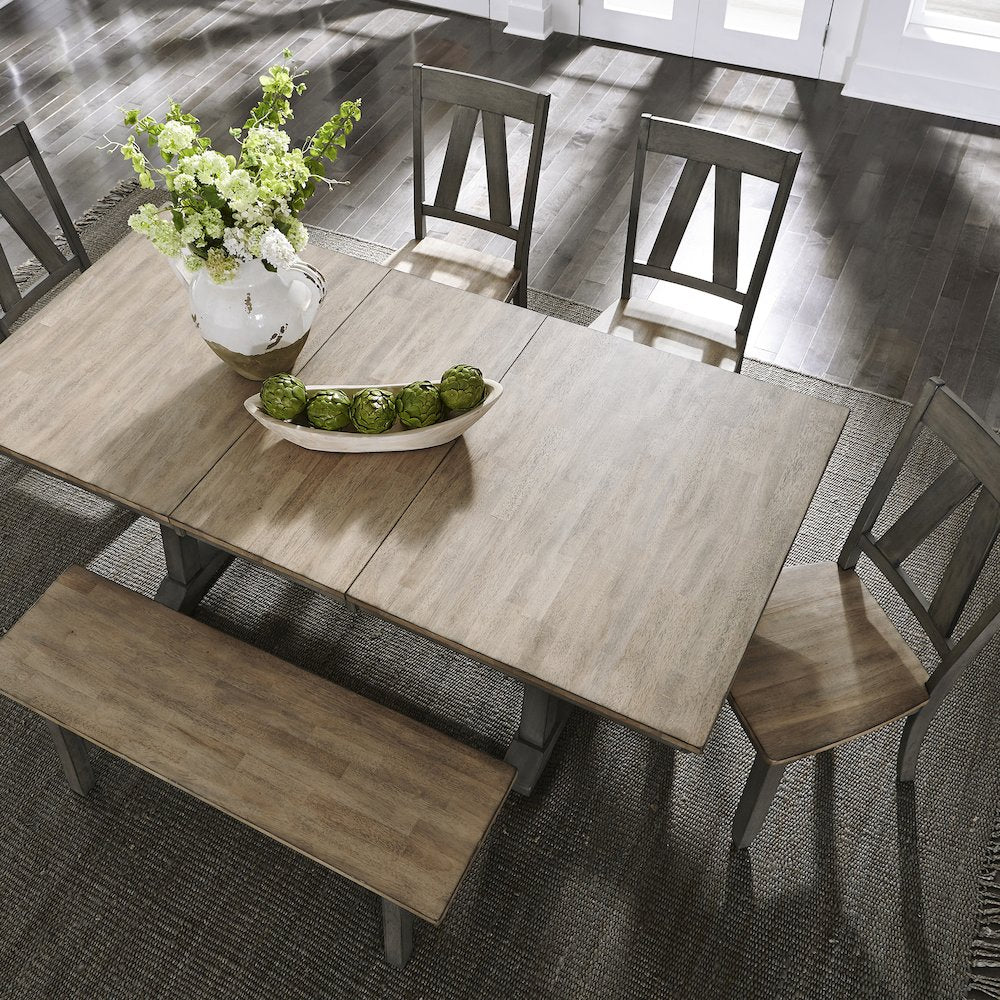 Lindsey Farm Trestle Table in Rubberwood Solids & Veneers w/ MDF
