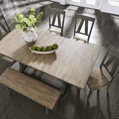 Lindsey Farm Trestle Table in Rubberwood Solids & Veneers w/ MDF