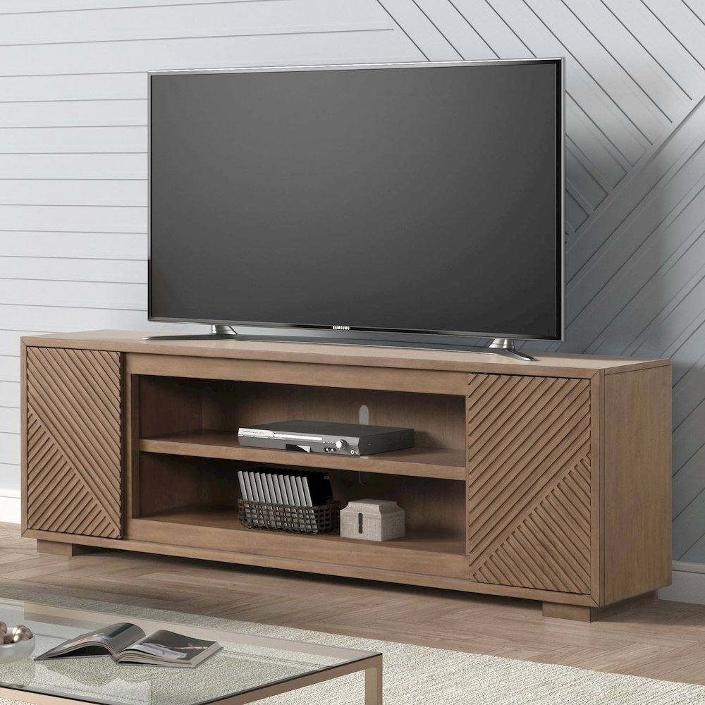Easton Entertainment Stand 84 Inch TV Console  - Urban Bronze Poplar Wood