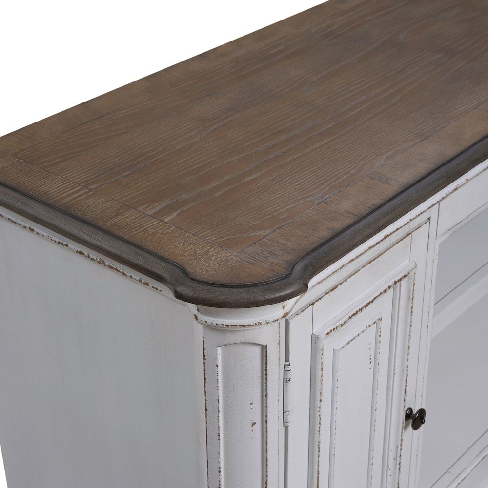 Magnolia Manor 82 Inch TV Console  - Antique White & Weathered Bark