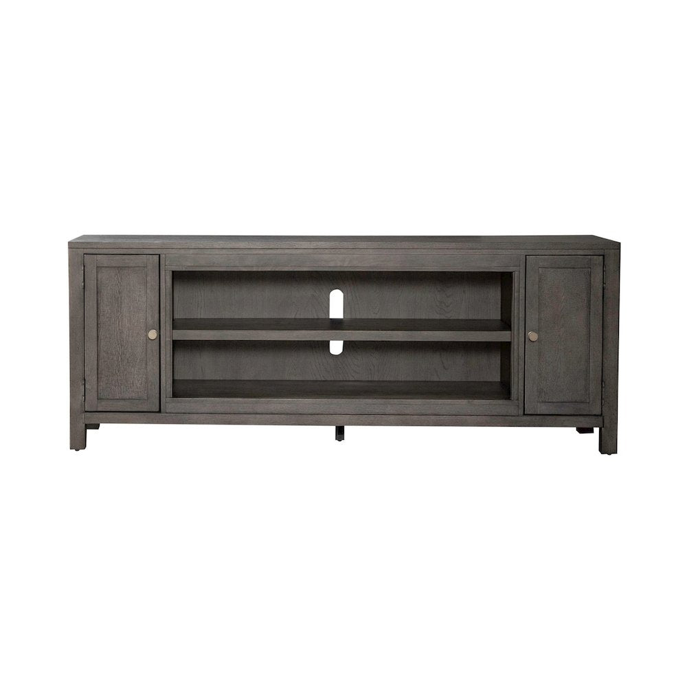 Modern Farmhouse Entertainment Stand 78 Inch TV Console  - Charcoal Oak Wood