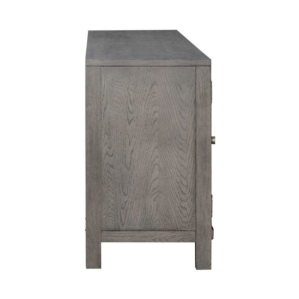 Modern Farmhouse Entertainment Stand 78 Inch TV Console  - Charcoal Oak Wood