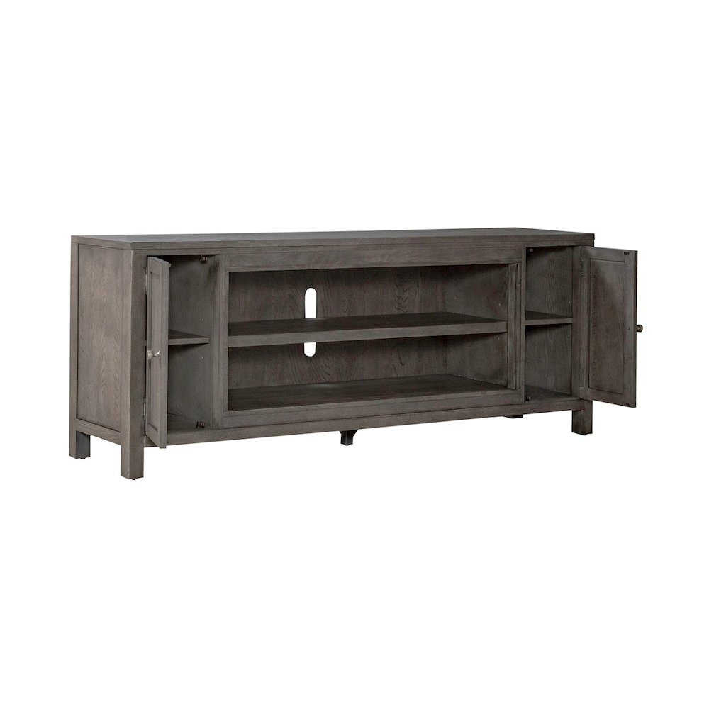 Modern Farmhouse Entertainment Stand 78 Inch TV Console  - Charcoal Oak Wood