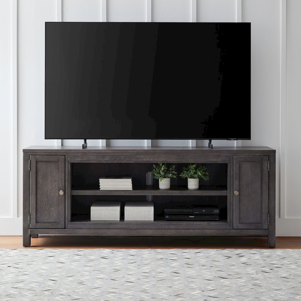 Modern Farmhouse Entertainment Stand 78 Inch TV Console  - Charcoal Oak Wood