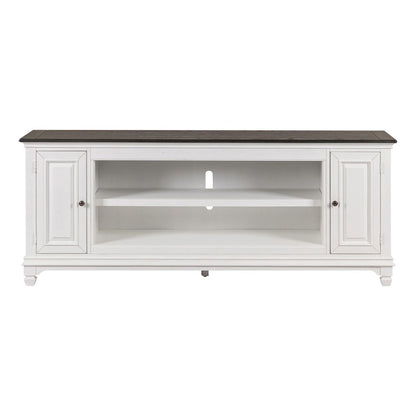 Allyson Park 80 Inch TV Console  - Wirebrushed White with Charcoal Tops
