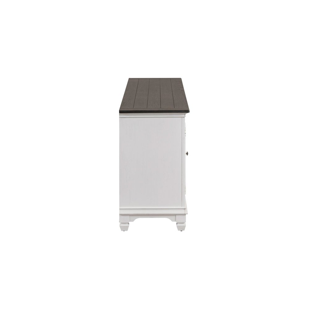Allyson Park 80 Inch TV Console  - Wirebrushed White with Charcoal Tops