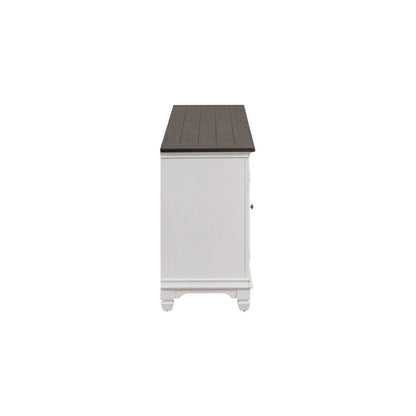 Allyson Park 80 Inch TV Console  - Wirebrushed White with Charcoal Tops