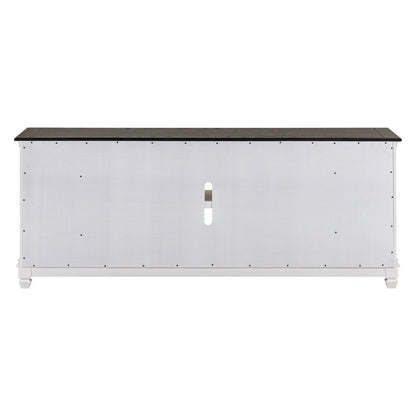 Allyson Park 80 Inch TV Console  - Wirebrushed White with Charcoal Tops