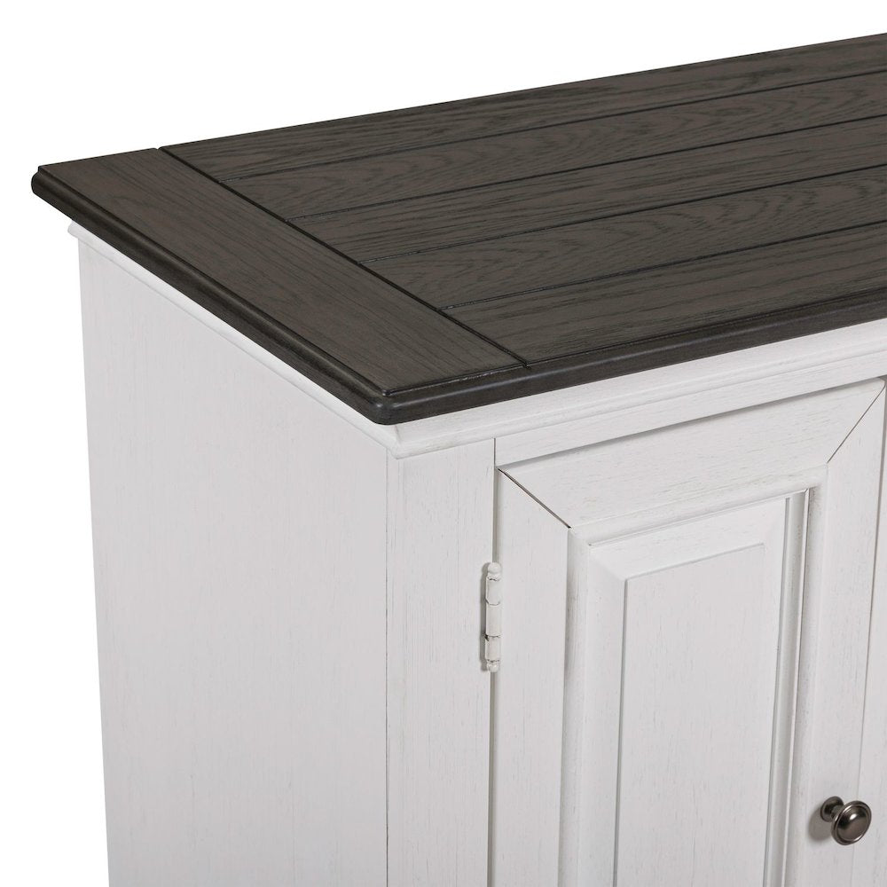 Allyson Park 80 Inch TV Console  - Wirebrushed White with Charcoal Tops