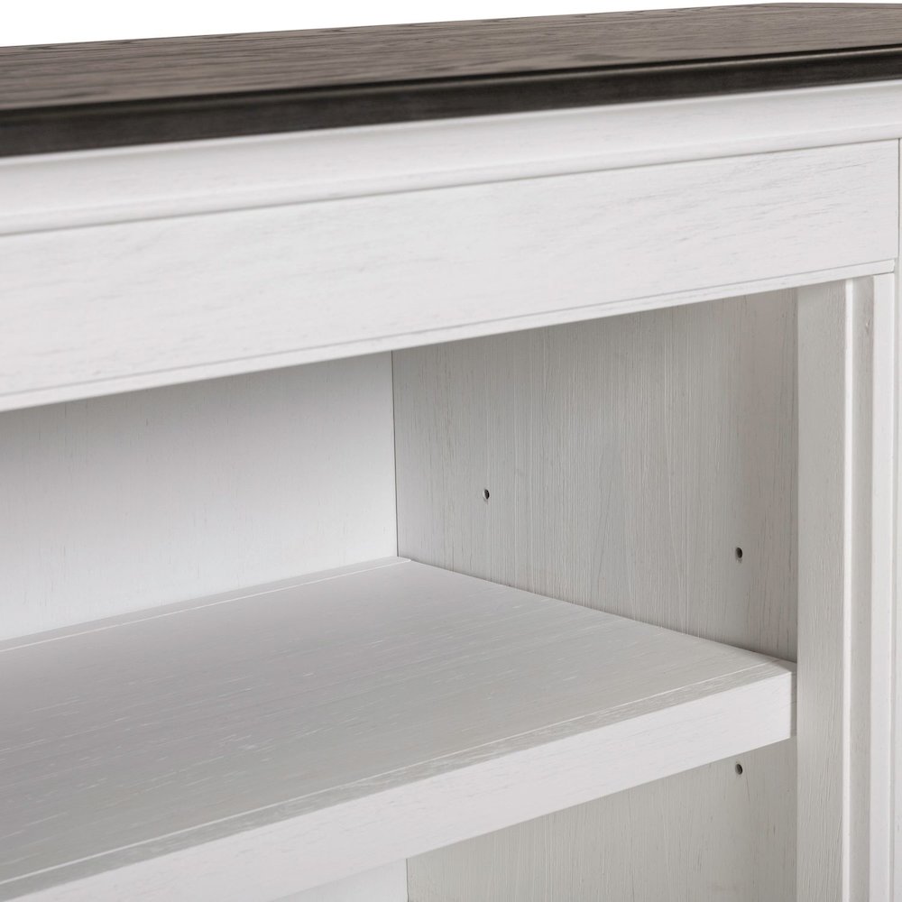 Allyson Park 80 Inch TV Console  - Wirebrushed White with Charcoal Tops