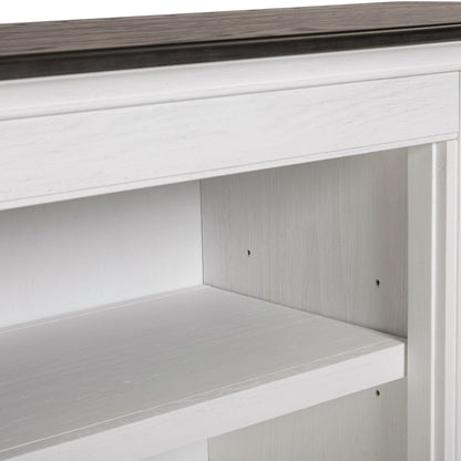 Allyson Park 80 Inch TV Console  - Wirebrushed White with Charcoal Tops