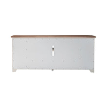 Farmhouse Reimagined 80 Inch TV Console  - Antique White with Chestnut Tops