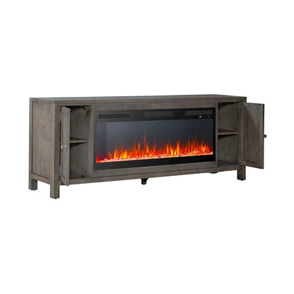 Heated LED Fireplace TV Consoles 78 Inch - Dusty Charcoal with Heavy Distressing