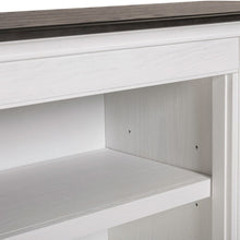 Heated LED Fireplace TV Consoles 80 Inch - Wirebrushed White with Charcoal Tops