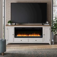 Farmhouse Fireplace TV Consoles 80 Inch with Remote Control Heating Touch Glass
