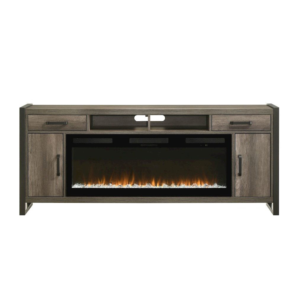 Tanners Creek Heated LED Fireplace TV Consoles 78 Inch - Graystone