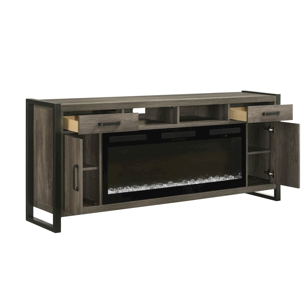 Tanners Creek Heated LED Fireplace TV Consoles 78 Inch - Graystone