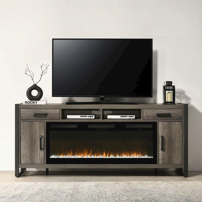 Tanners Creek Heated LED Fireplace TV Consoles 78 Inch - Graystone