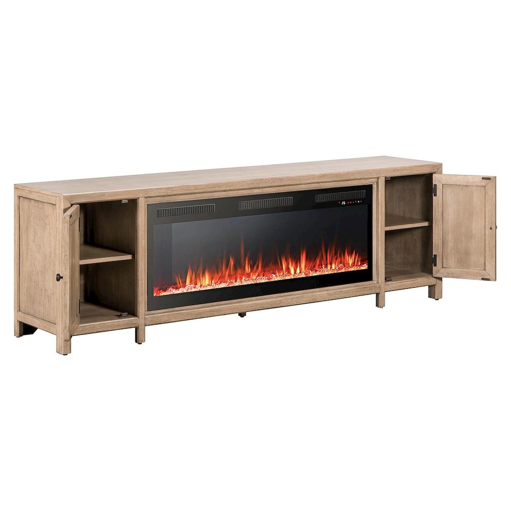 Proximity Place 82 Inch Fireplace TV Console, Multi-Color Flames - Barley Buff