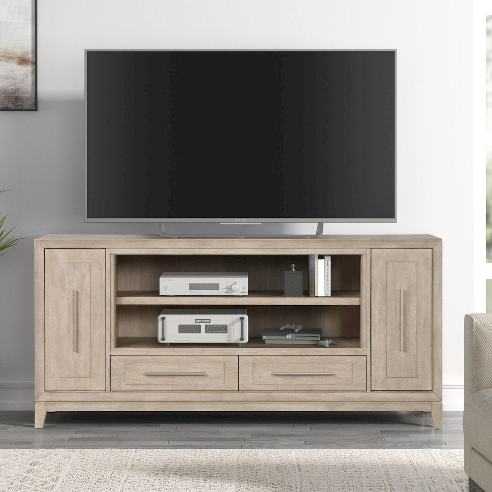 Brentwood Heated LED Fireplace TV Consoles 80 Inch - Sandstone Oak