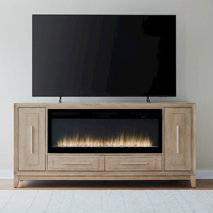 Brentwood Heated LED Fireplace TV Consoles 80 Inch - Sandstone Oak