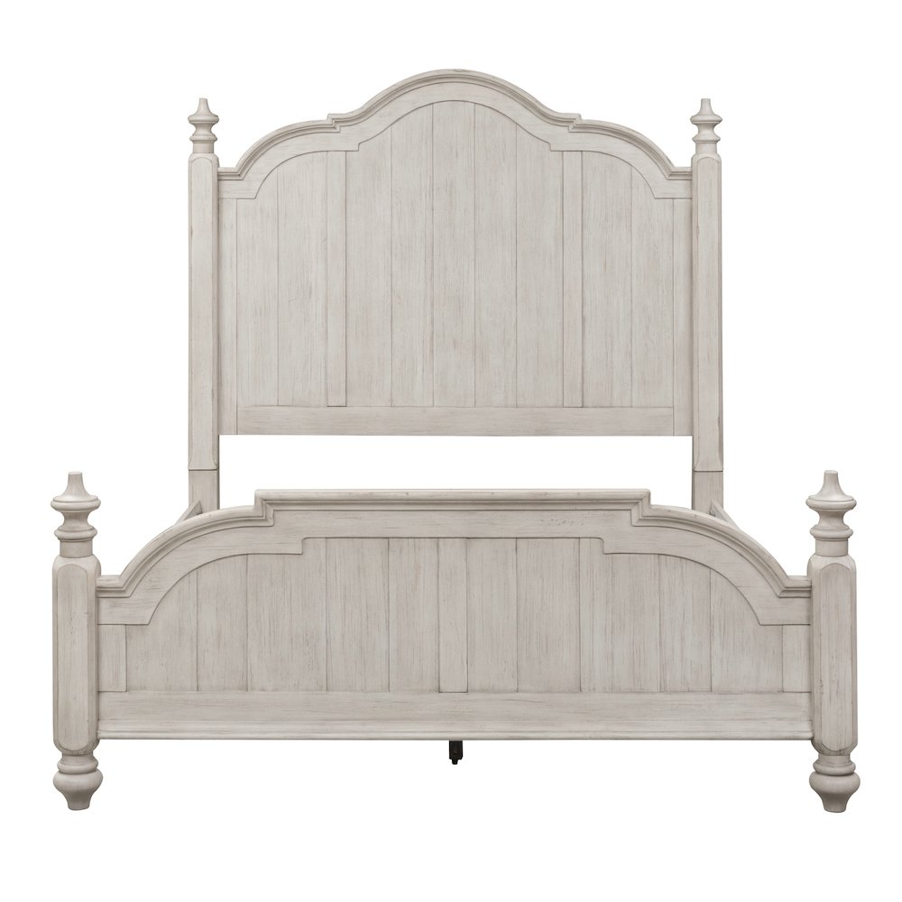 King Poster Bed, Dresser & Mirror in Pine Solids with Hickory and Pine Veneers