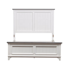 Full Panel Bed in Poplar & Rubberwood Solids w/ Cathedral White Oak Tops