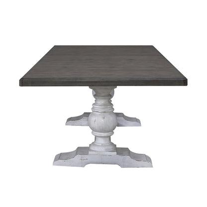 River Place Trestle Table Set in Pine Solids & Veneers