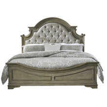 Magnolia Manor King Upholstered Bed, Dresser & Mirror - Weathered Bisque