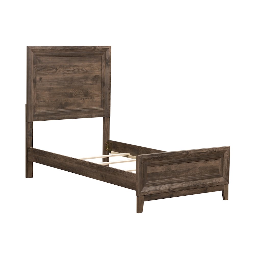 Twin Panel Bed in Rubberwood Solids w/ Paper Laminate