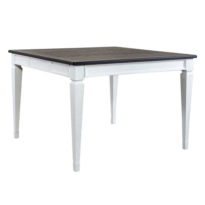 Allyson Park 5 Piece Gathering Table Set - Wirebrushed White w/ Charcoal Tops