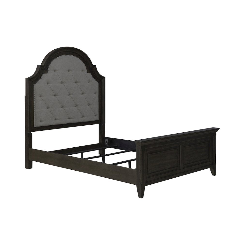 Queen Uph Bed in Rubberwood Solids & Split Heart White Oak Veneers