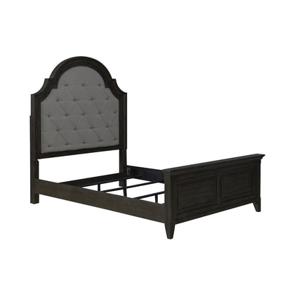 Queen Uph Bed in Rubberwood Solids & Split Heart White Oak Veneers
