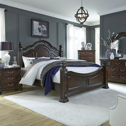 Messina Estates Queen Poster Bed, Dresser & Mirror, Chest, Night Stand