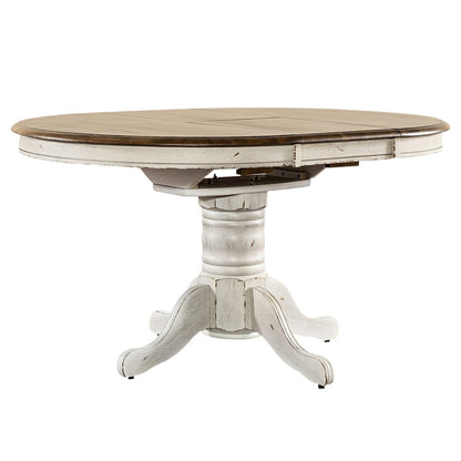 Pedestal Table Set- White in Rubberwood Solids