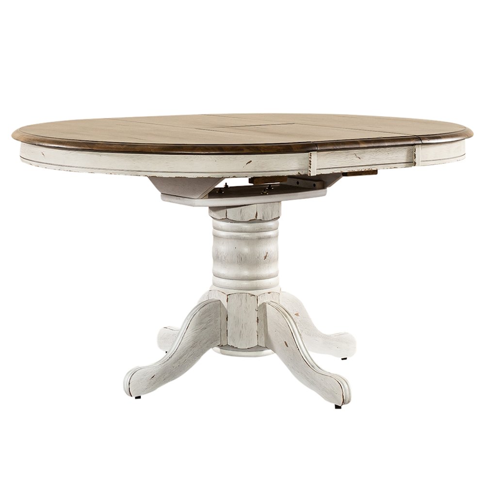 Pedestal Table Set- White in Rubberwood Solids