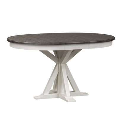 5 Piece Pedestal Table Set in Poplar & Rubberwood Solids w Pine Veneer
