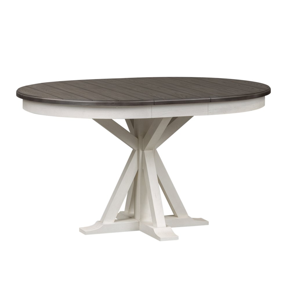 5 Piece Pedestal Table Set in Poplar & Rubberwood Solids w Pine Veneer