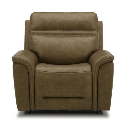 Cooper Swivel Glide Power Recliner, Power Headrest, Lumbar in Camel Leather