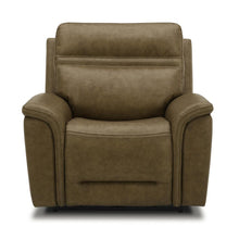 Cooper Swivel Glide Power Recliner, Power Headrest, Lumbar in Camel Leather