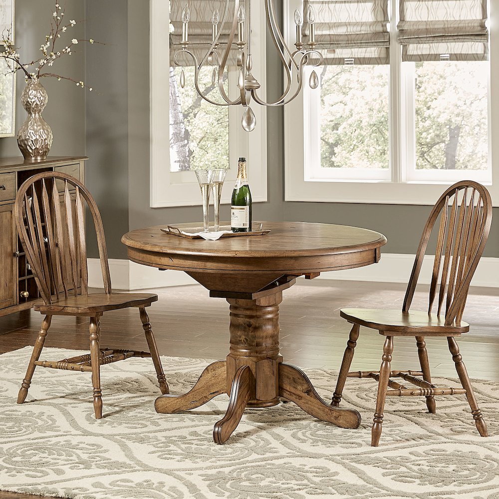 Carolina Crossing 3 Piece Round Table Set in Rubberwood Solids