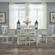 Lindsey Farm 7 Piece Trestle Table Set - Weathered White & Sandstone