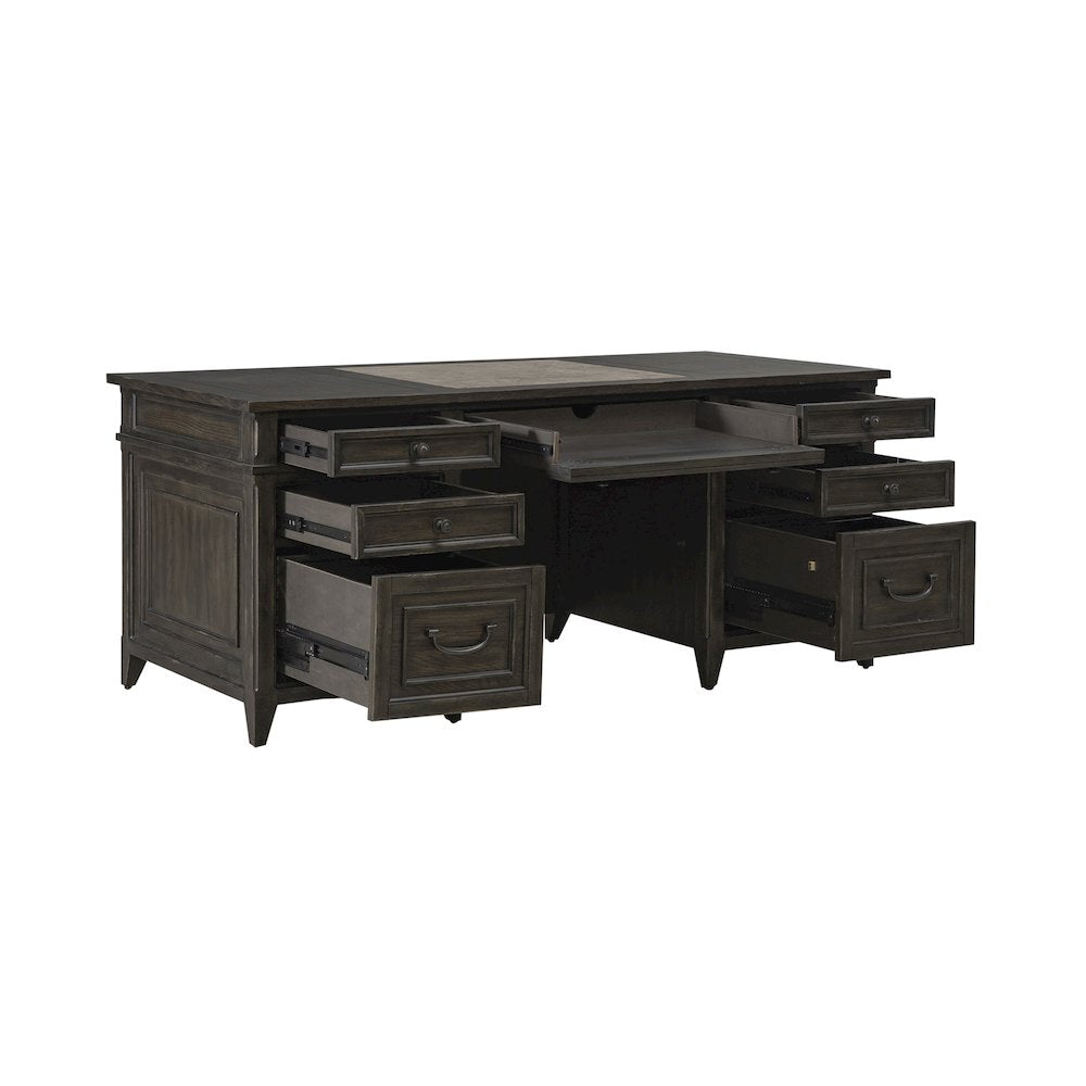 Executive Desk in Rubberwood Solids w/ Split Heart White Oak Veneers
