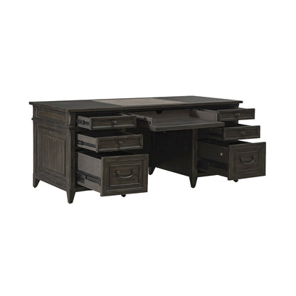 Executive Desk in Rubberwood Solids w/ Split Heart White Oak Veneers