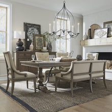 6 Piece Trestle Table Set in Poplar & Rubberwood Solids w/ White Oak Veneers