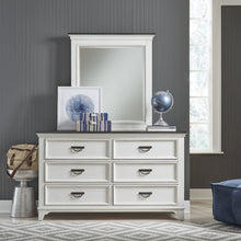 Dresser & Mirror in Poplar & Rubberwood Solids w/ Cathedral White Oak Tops