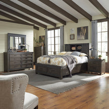 King Bookcase Bed, Dresser & Mirror, Chest, Night Stand - Rock Beaten Brown